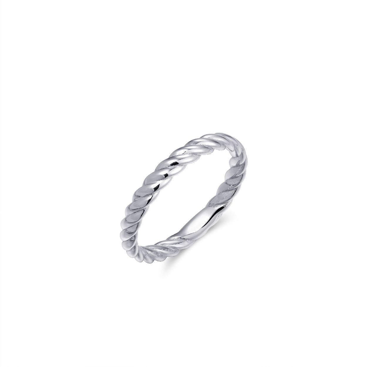 Zilveren ring met gedraaid motief.