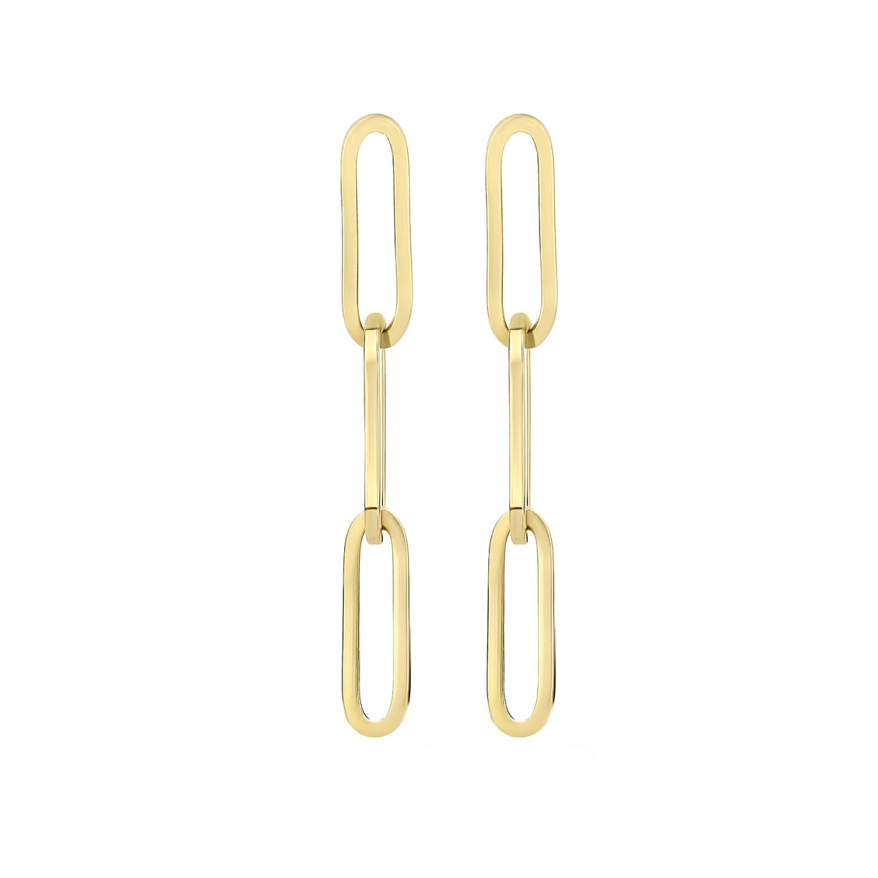 Deze stijlvolle oorbellen zijn gemaakt van 14k geelgouden schakels met een totale lengte van 23.8 mm. Het speelse ontwerp vormt samen met collier 3129YGO/3130YGO en armband 2189YGO/2190YGO een prachtige set.