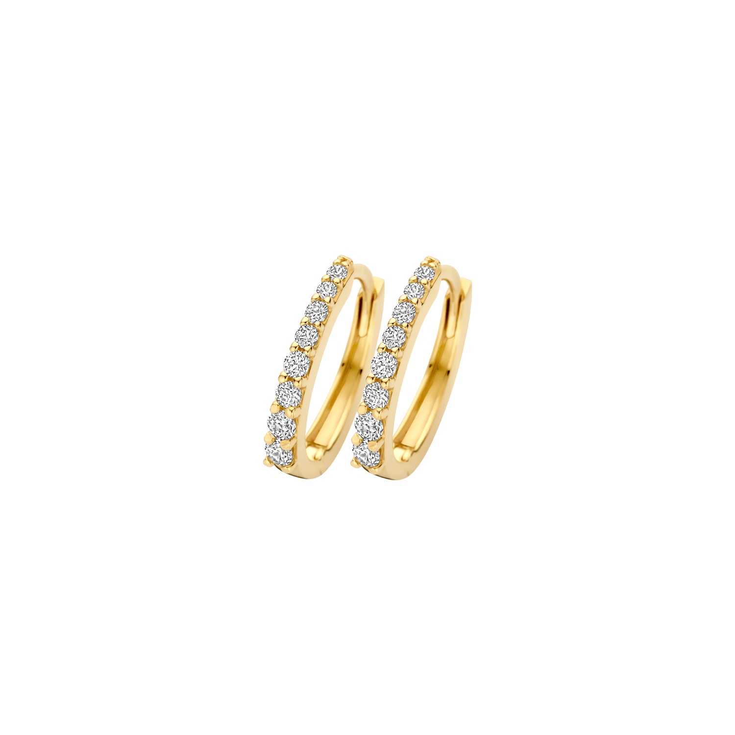 gouden Blush oorringen, ovaal+ zirconias14mm