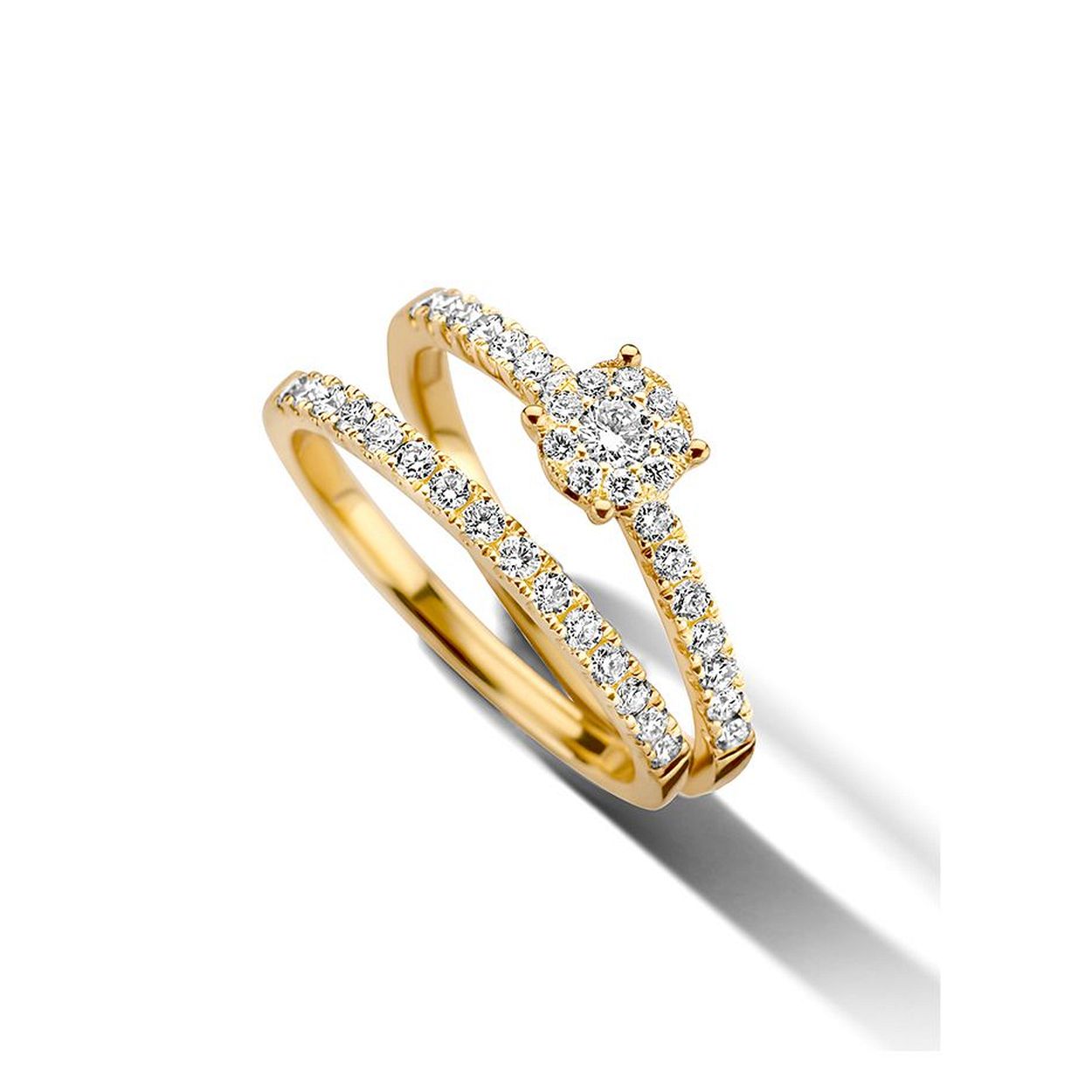 Geelgouden ringenset met diamant 0,56crt.