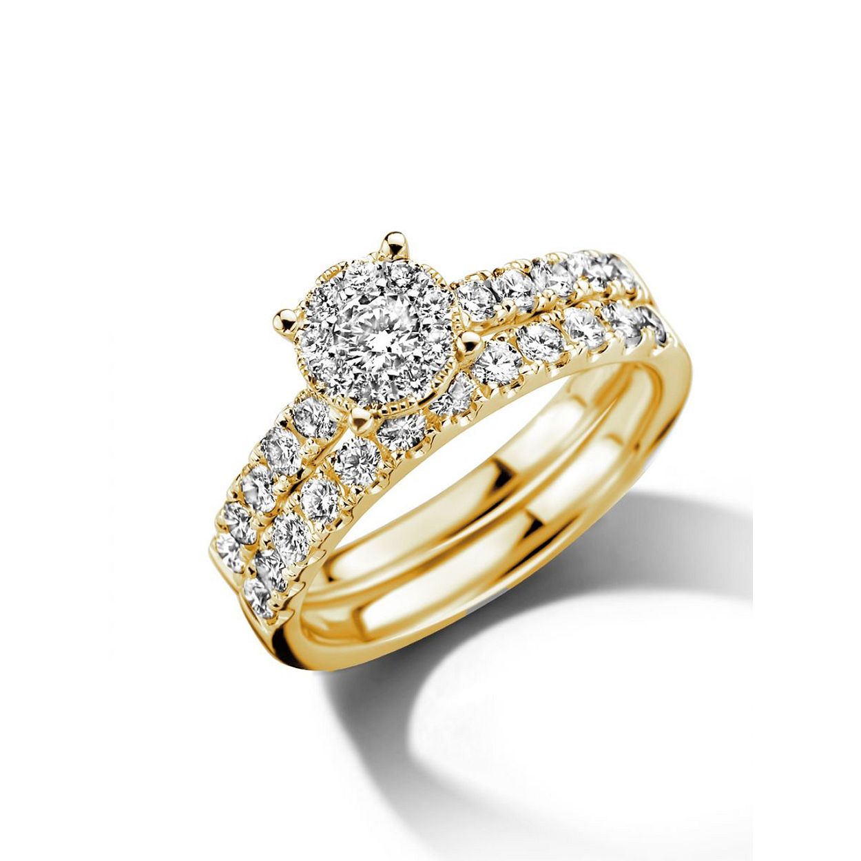 Geelgouden ringenset  met diamant 1,02crt.