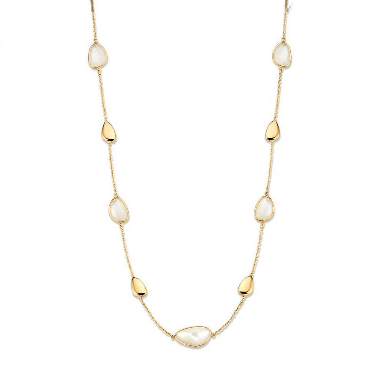 Geelgouden collier met parelmoer