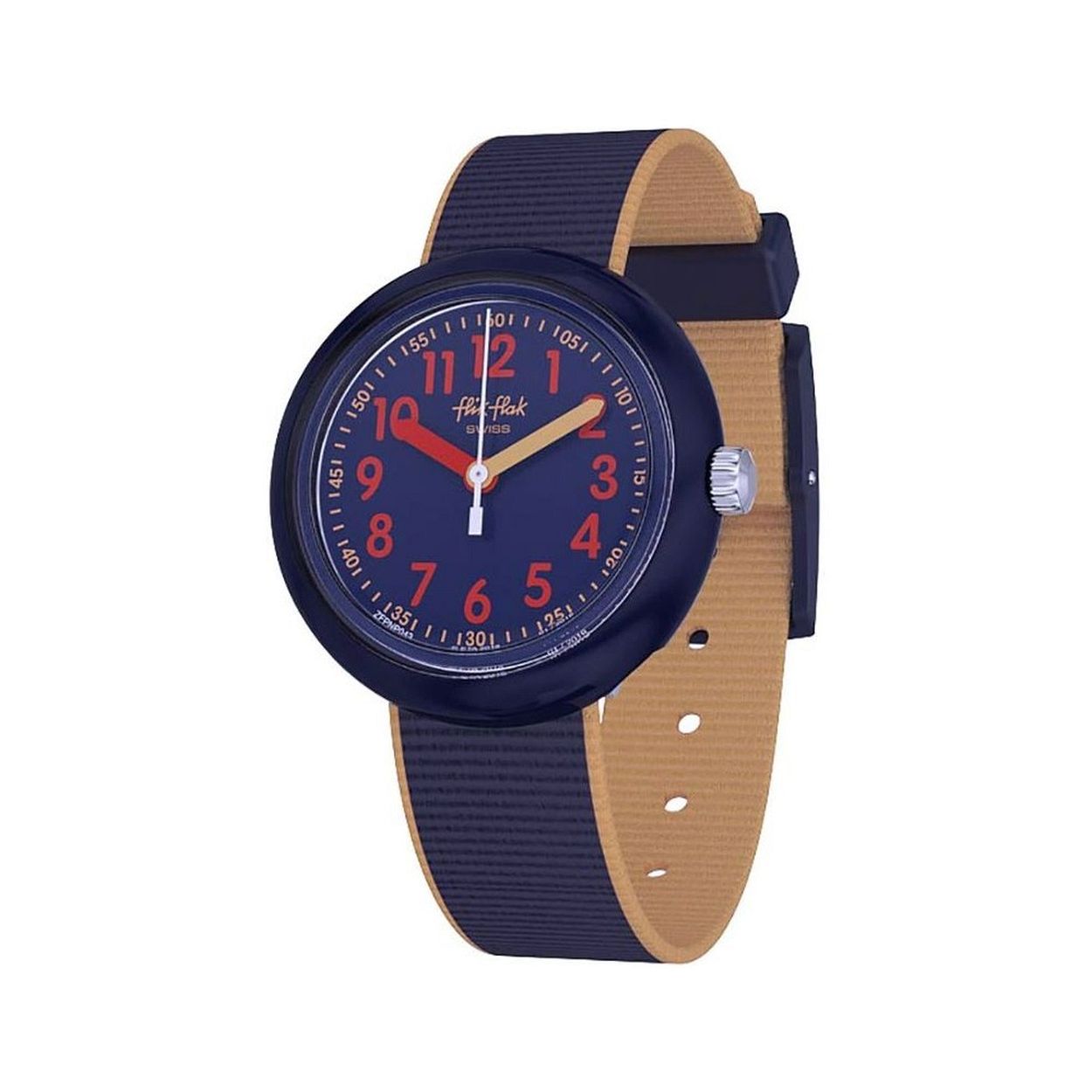 Color Blast Blue is robuust en stijlvol en is ge&iuml;nspireerd op de oceaan en al zijn vreemde en prachtige wezens. Kan in de machine gewassen worden op 40 &deg;C. De textielband is donkerblauw met oranje rand en past bij de schokbestendige, digitaal bedrukte wijzerplaat.