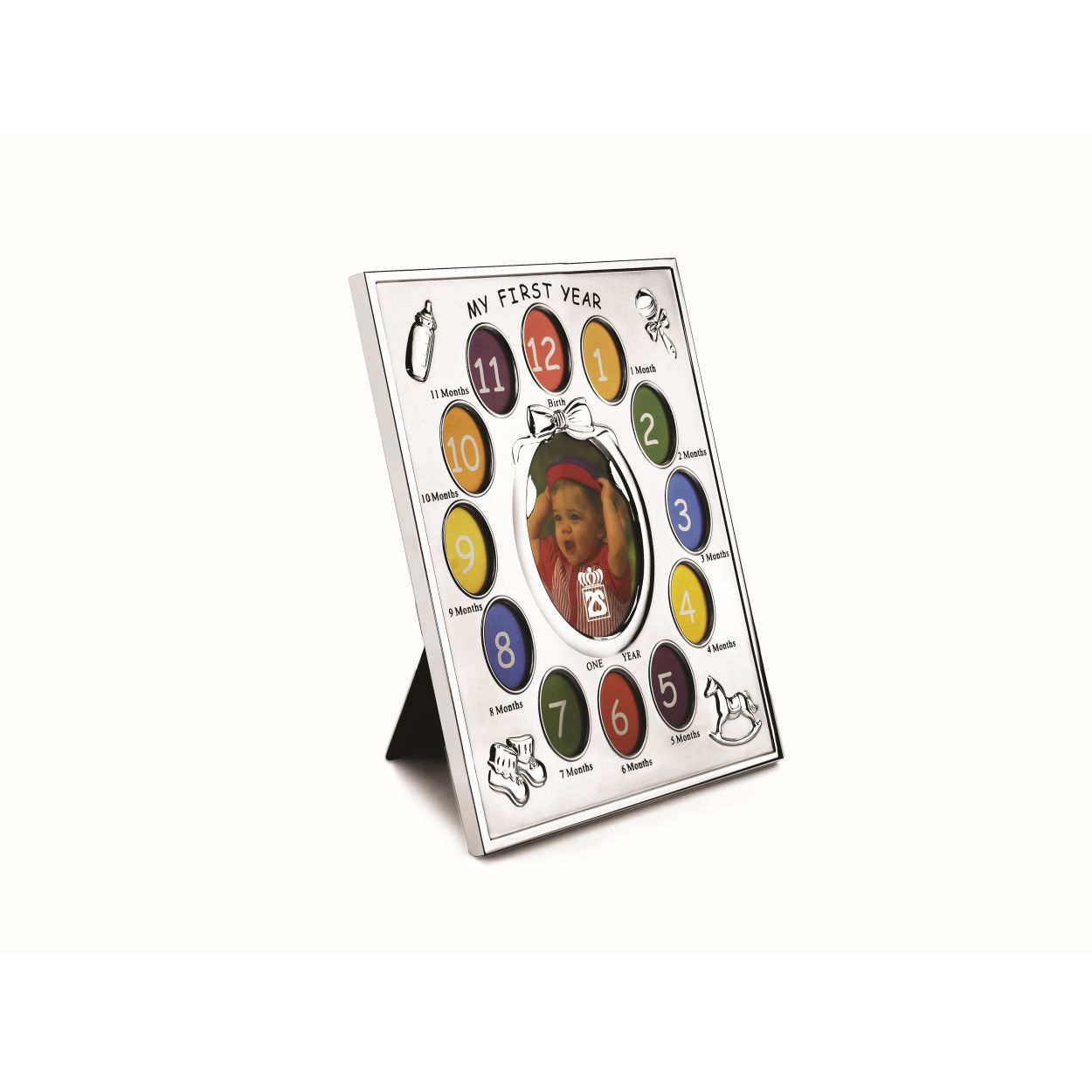 De Zilverstad fotolijst 1e jaar voor 13 foto&rsquo;s . Het is mogelijk om in dit fotolijstje de eerste 12 maanden van uw trots te vereeuwigen. En wat is er nou niet een leuker aandenken dan dit voor uw kind voor later?