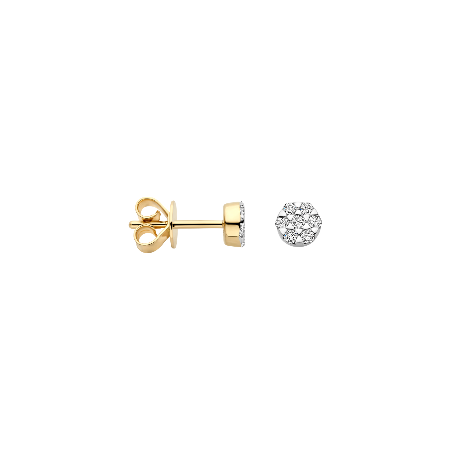 gouden Blush oorstekers, rozet+0.17ct briljant