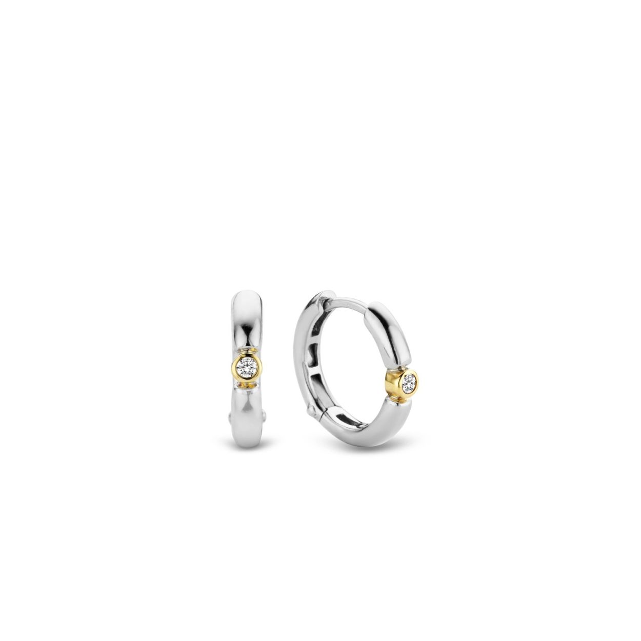 Krachtig en vrouwelijk. Zilver met een glinstering geeft deze oorbellen een stijlvolle look. Met het veiligheidsslot draag je haar veilig bij je.