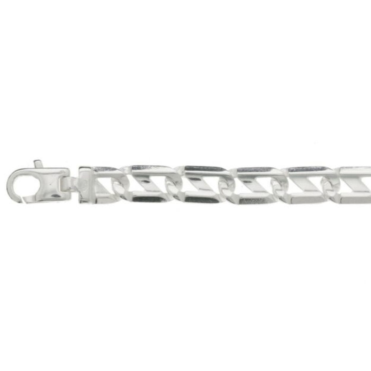 Beschrijving: Zilveren armband met anker schakel. 
Uniekenummer serie: 33405
Verpakt per: 1
Doelgroep: heren
Breedte: 7 mm
Langste lengte: 21 mm