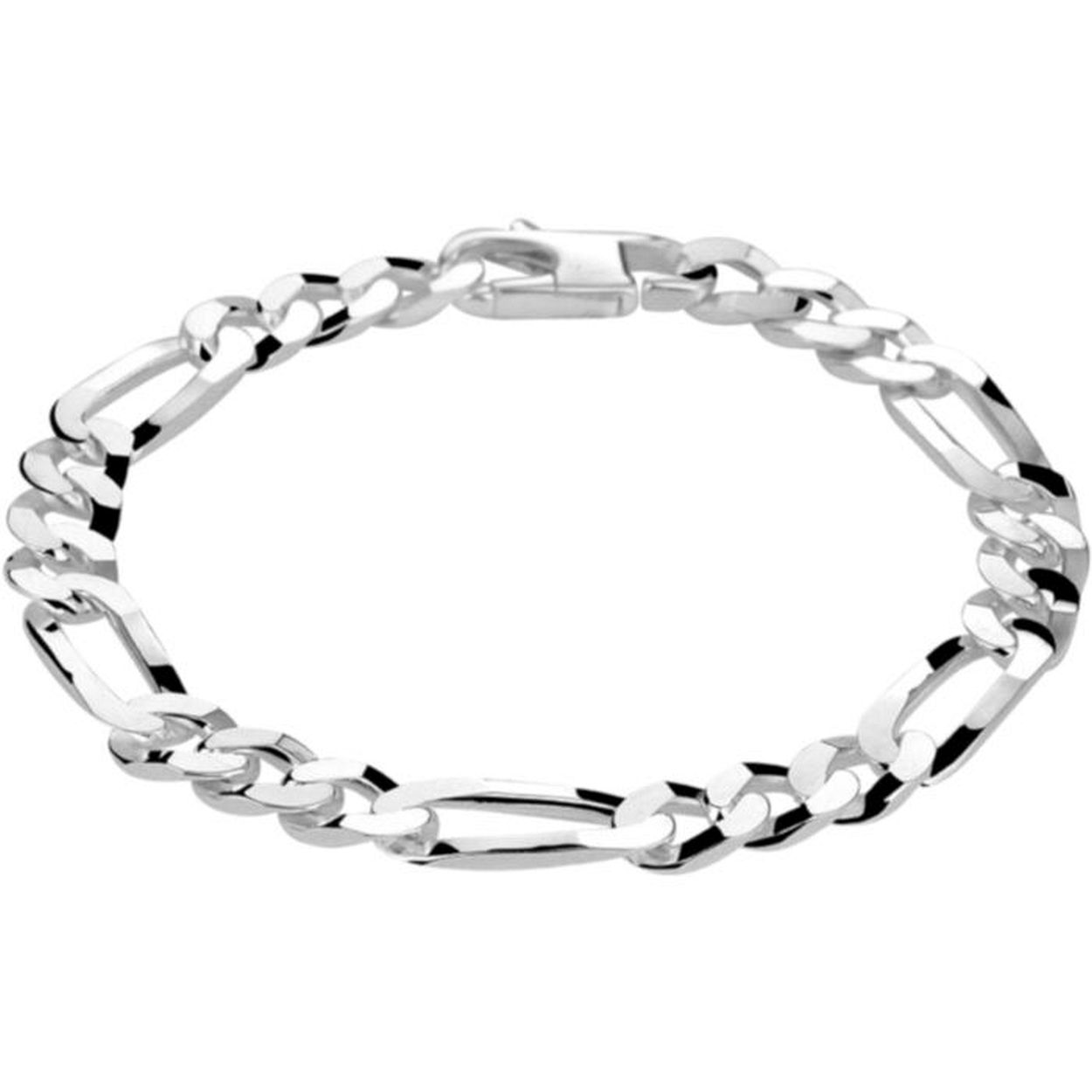 Stijlvolle zilveren armband met een figaro schakel. De armband heeft een draaglengte van 21cm en een schakelbreedte van 7mm. Uitgevoerd met een stevige karabijn sluiting.
