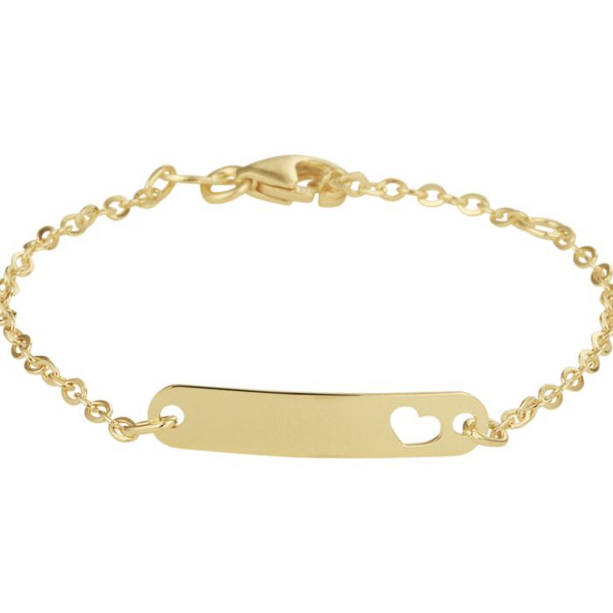 14k Geelgouden graveerarmband uitgevoerd met een hartje. De armband heeft draaglengtes van 11 tot 13cm en een stevige karabijn sluiting. Het graveerplaatje heeft een afmeting van 4x20mm.