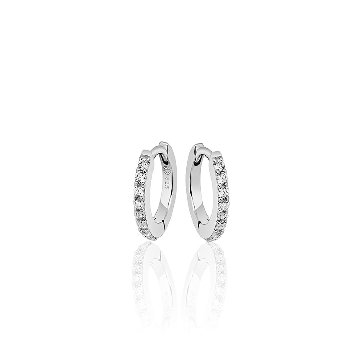 Creool oorbellen zilver met zirc 13.5mm doorsnede