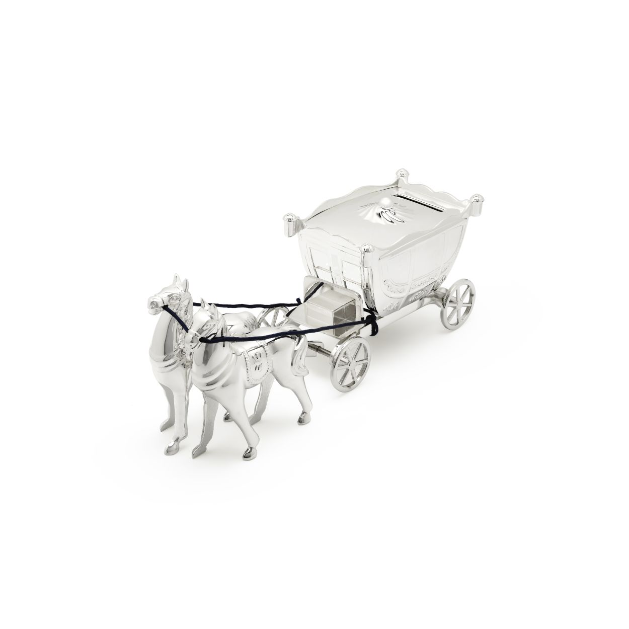 Zilverstad verzilverde spaarpot ''koets met paarden'' Een mooi kraamcadeau!