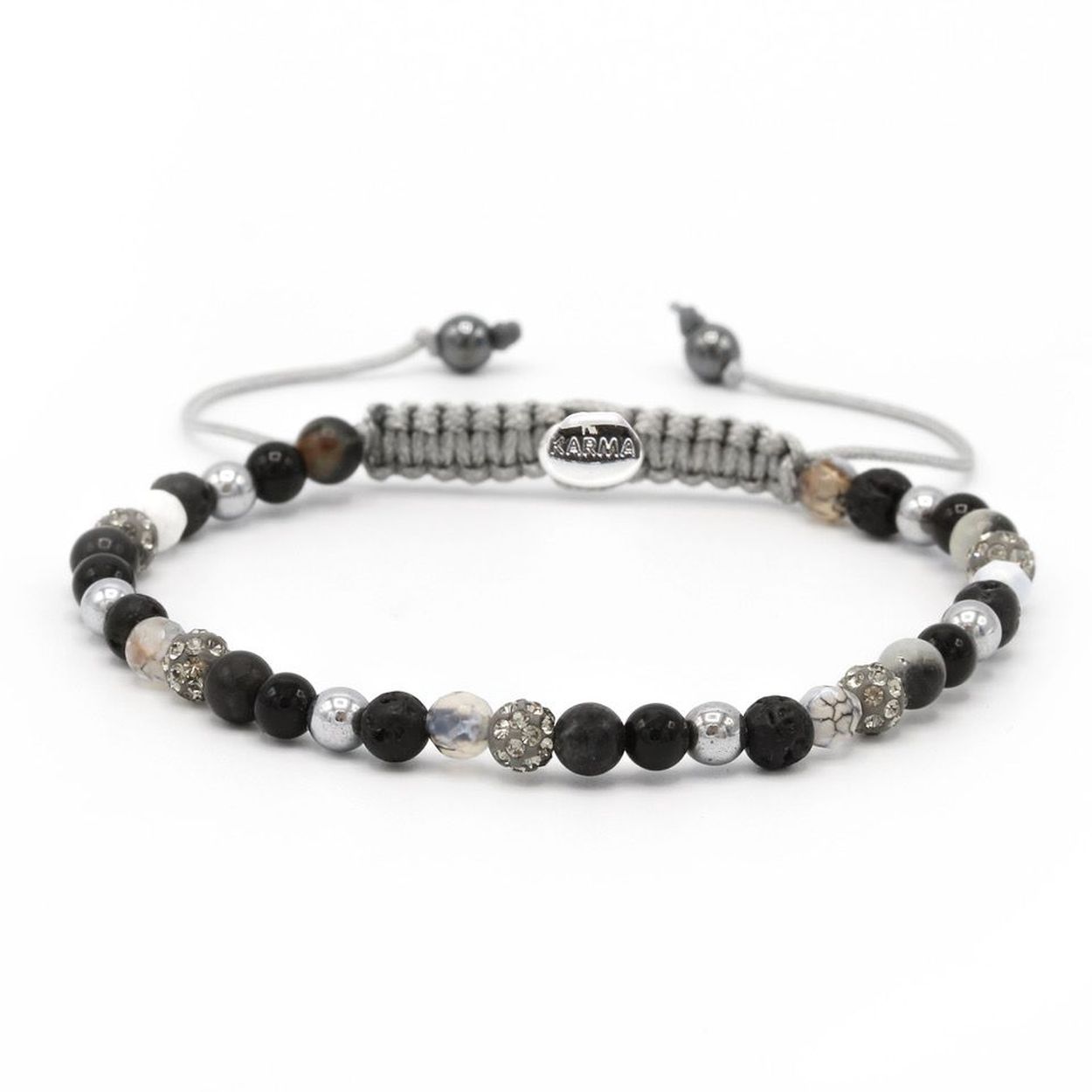 Karma armband, Spiral Full Moon xxs (grey crystal)
