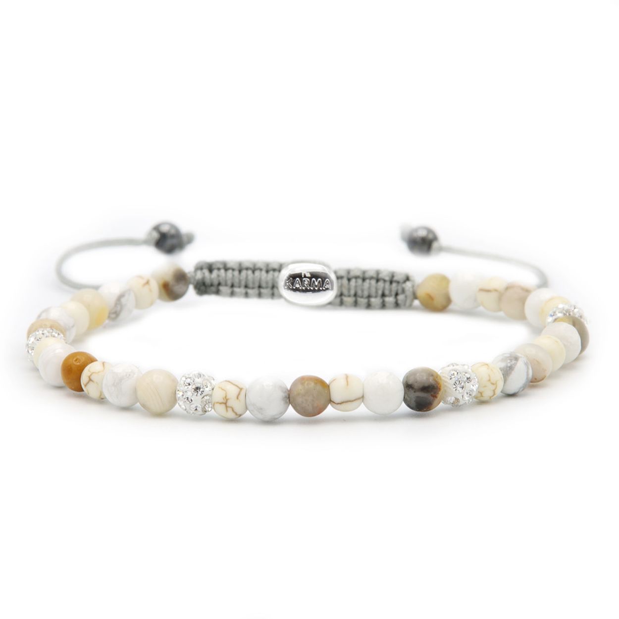 Karma armband, Spiral Vanilla Ice Cream xxs (white crystal)