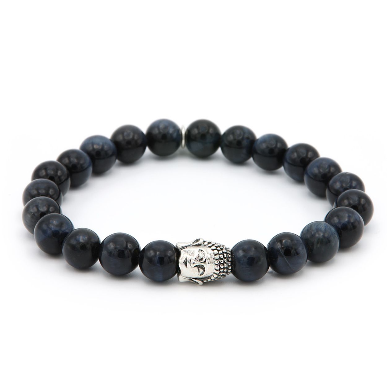 Blauw Tigereye Zilver Buddha