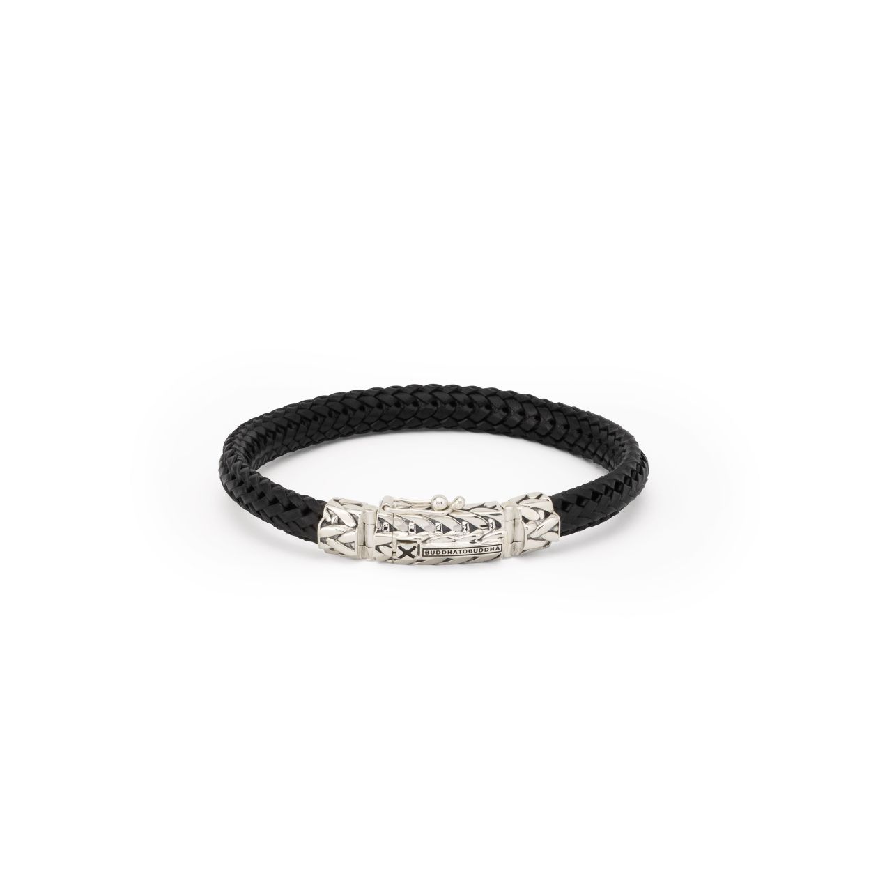 Buddha to Buddha - Nurul/Ellen Mix Bracelet Leather Black, zwarte lederen armband 19cm 863BL E - 001J058630305