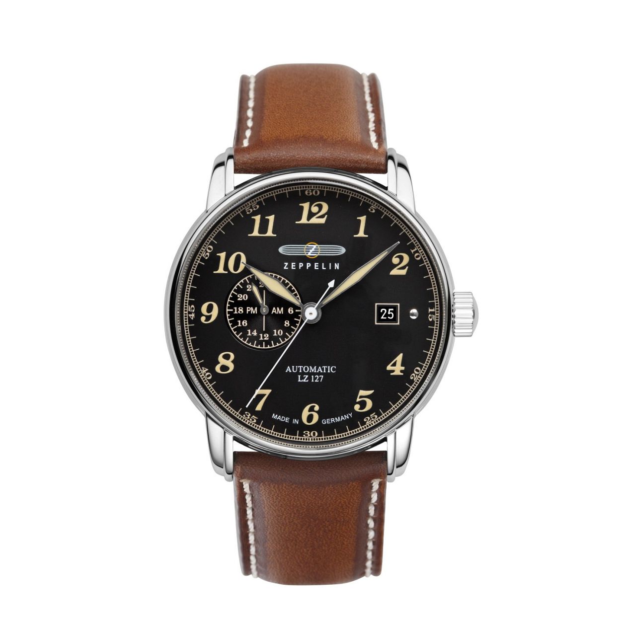 Dit is een prachtig herenhorlge van het merk Zeppelin. De band is gemaakt van leer in de kleur bruin. De maat van de kast is 40 mm. De aandrijving van dit horloge is mechanisch.