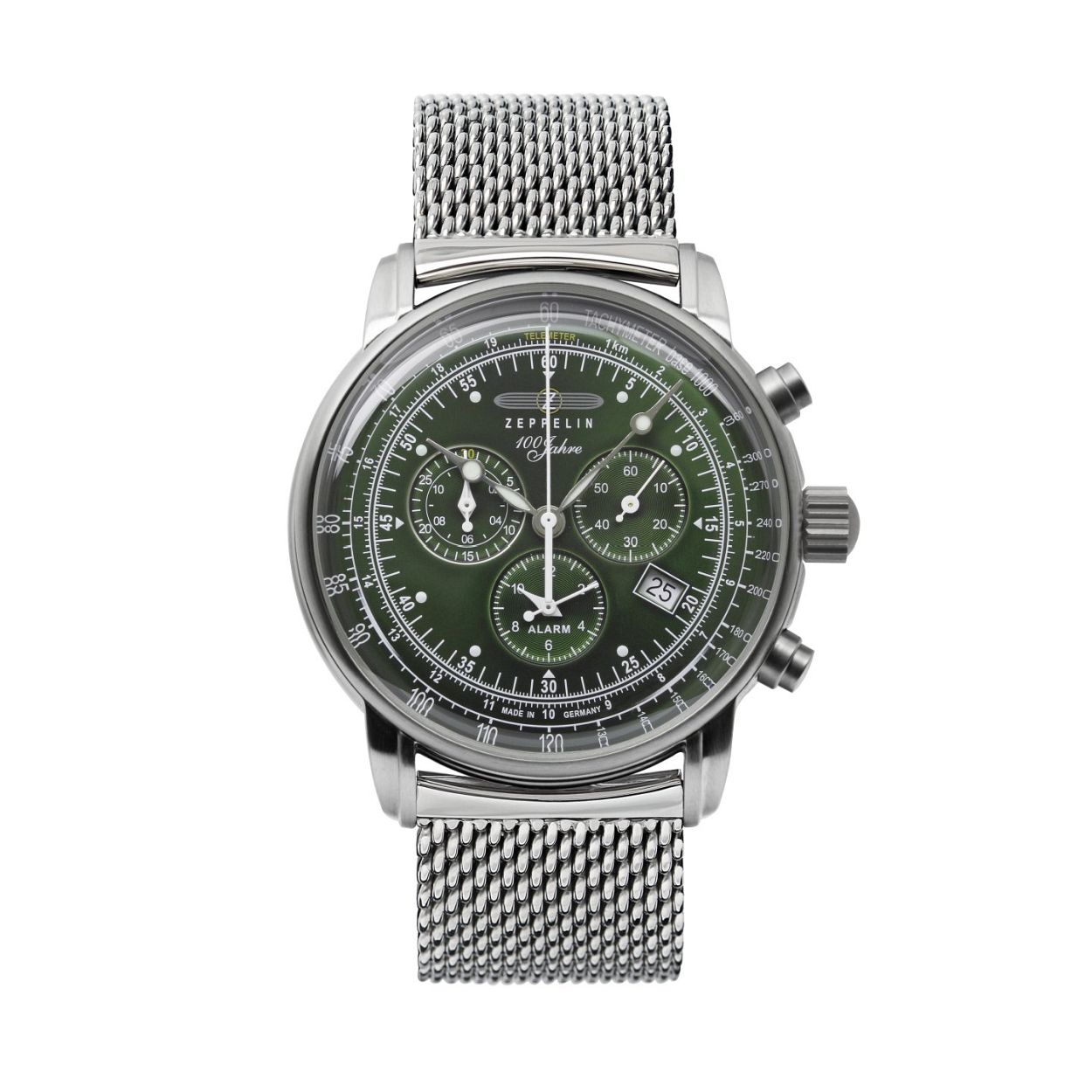Dit is een prachtig herenhorlge van het merk Zeppelin. De band is gemaakt van metaal in de kleur zilver. Dit horloge is een chronograaf. De maat van de kast is 42 mm. De aandrijving van dit horloge is een quartz.