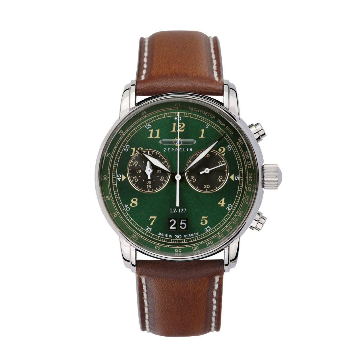 Dit is een prachtig herenhorlge van het merk Zeppelin. De band is gemaakt van leer in de kleur bruin. De maat van de kast is 40 mm. De aandrijving van dit horloge is een quartz.