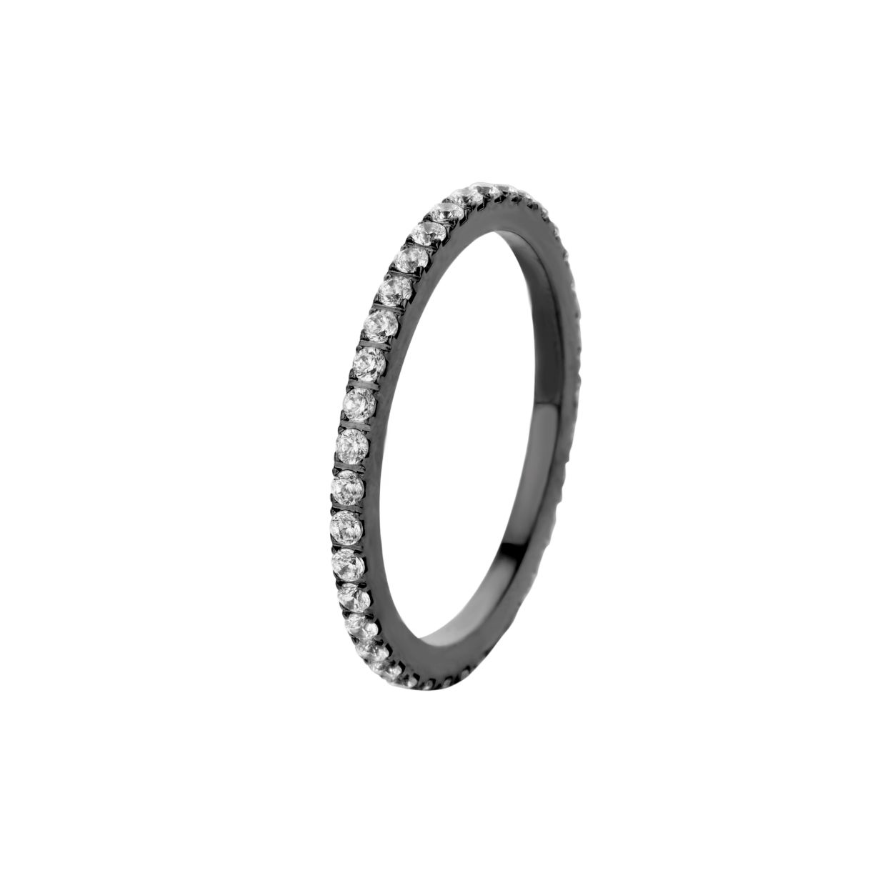 Melano friends sade cz ring - zwartkleurig + crystal - dames - maat 50