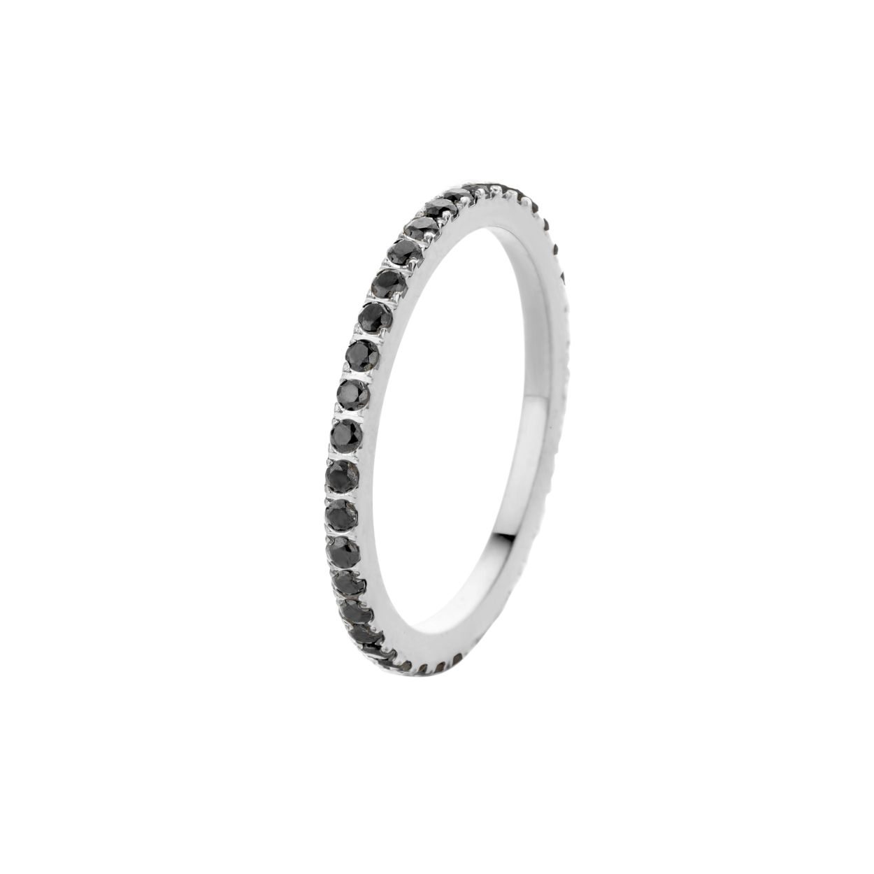 Melano friends sade cz ring - zilverkleurig + black - dames - maat 60