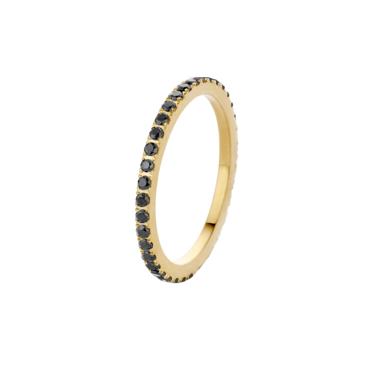 Melano friends sade cz ring - goudkleurig + black - dames - maat 56