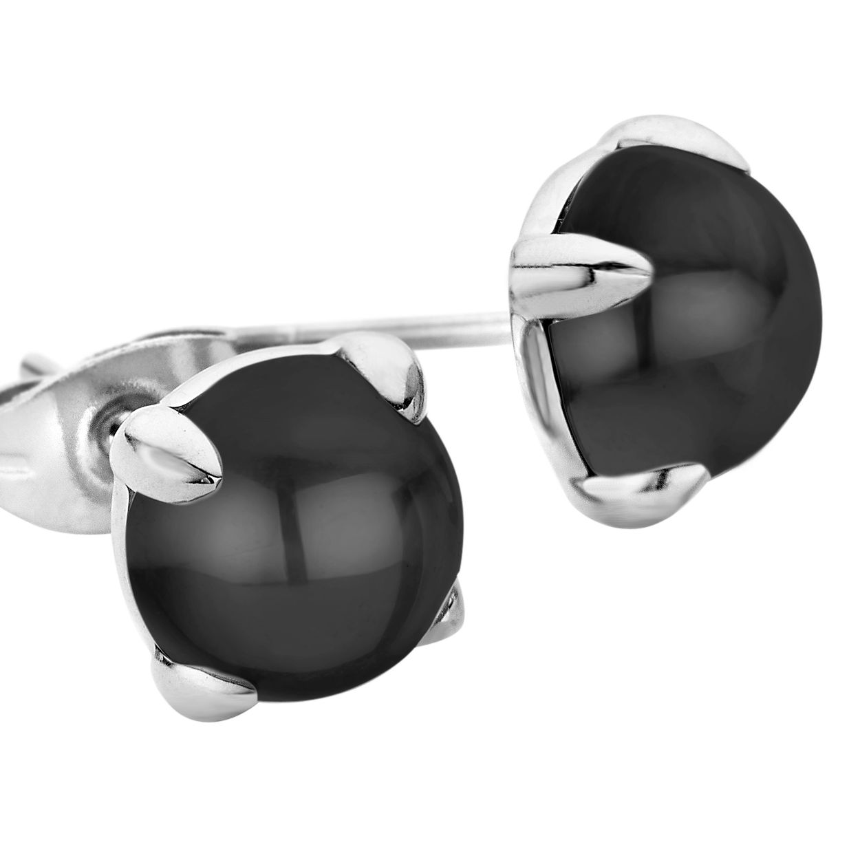 Melano friends adele oorbellen - zilverkleurig + black - dames - 8mm