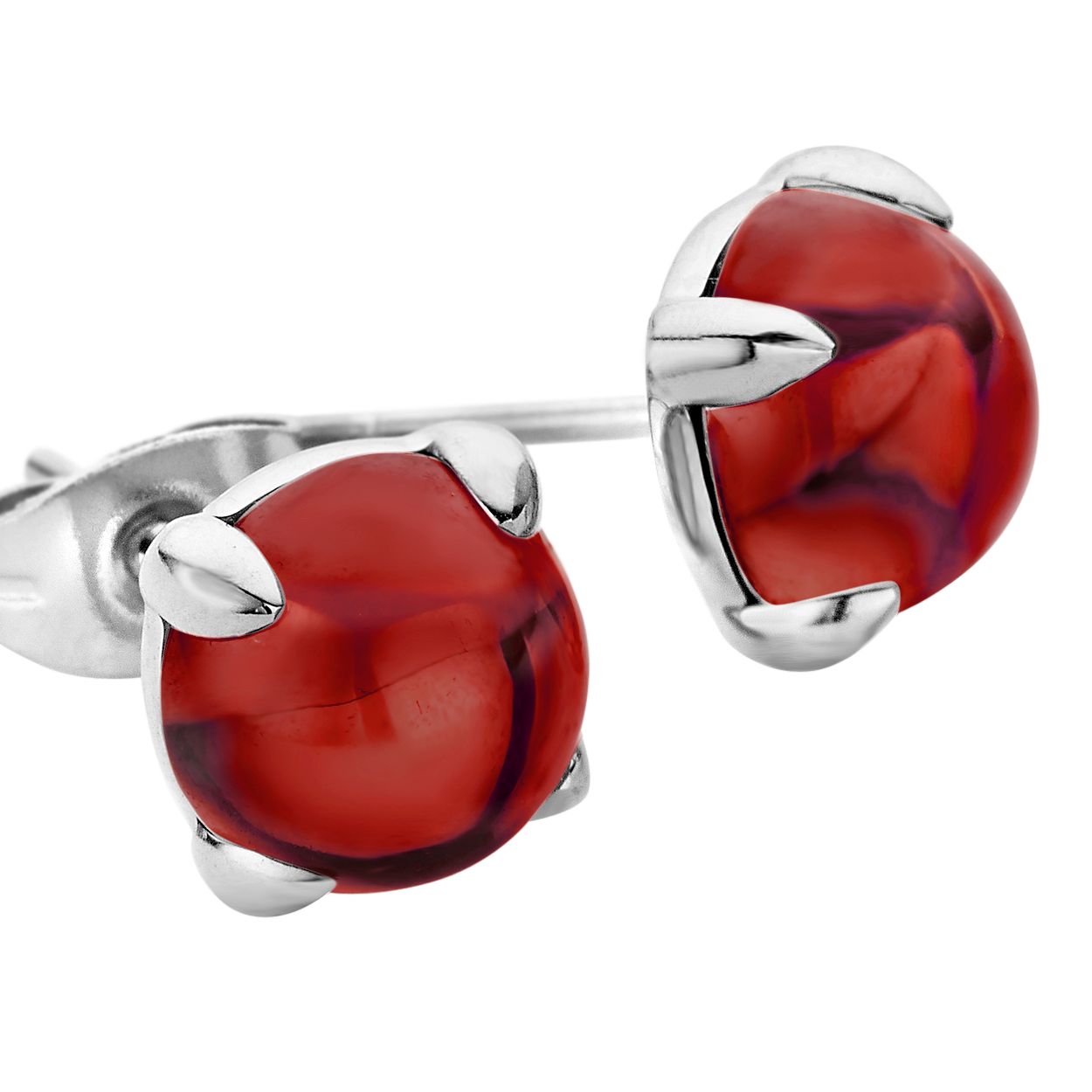 Melano friends adele oorbellen - zilverkleurig + dark red - dames - 8mm