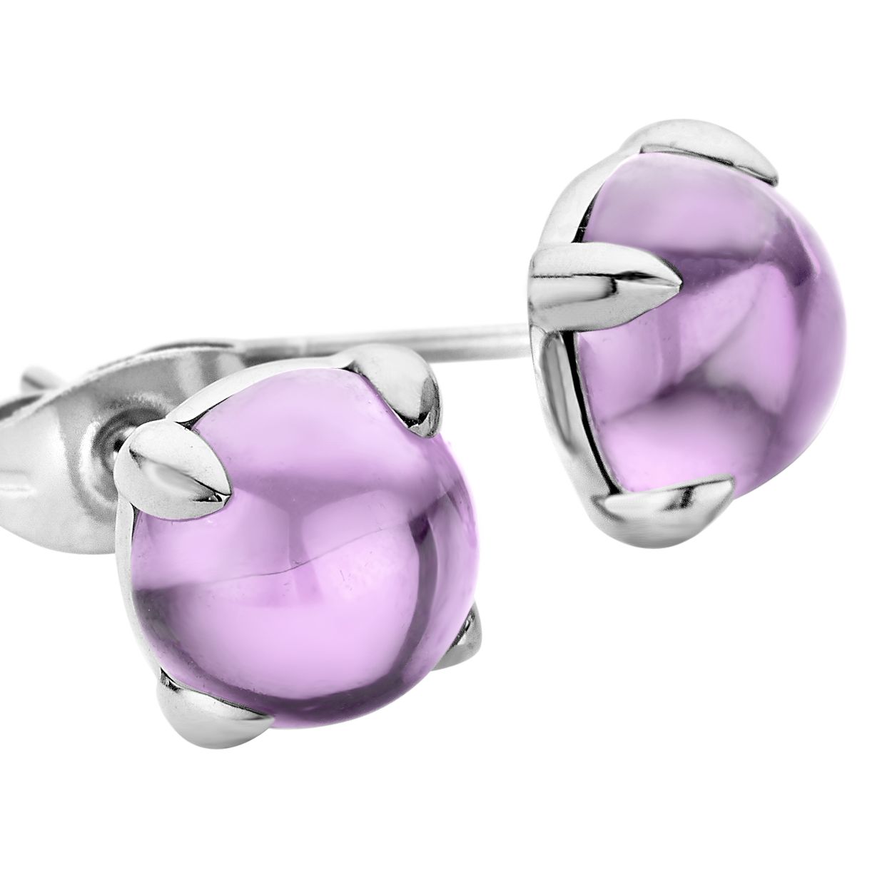 Melano friends adele oorbellen - zilverkleurig + lavender - dames - 8mm
