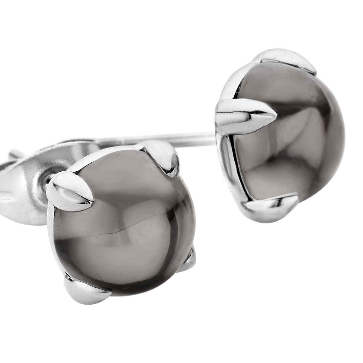 Melano friends adele oorbellen - zilverkleurig + transparant black - dames - 8mm