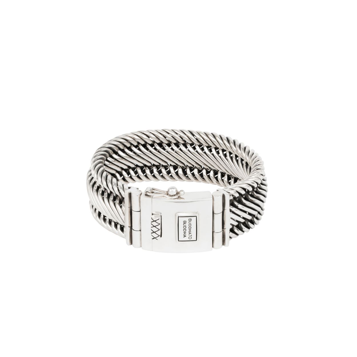 De Edwin familie is een van de meest populaire collecties van Buddha to Buddha. De Edwin armband is gedetailleerd met een stoere uitstraling. Handgemaakt van sterling zilver en tijdloos zoals alle Buddha to Buddha-sieraden, deze armband kan perfect worden gecombineerd met andere sieraden. Wees creatief en combineer sieraden van andere families, zoals Ellen of Ben. De Edwin is breder dan de Edwin Small armband.