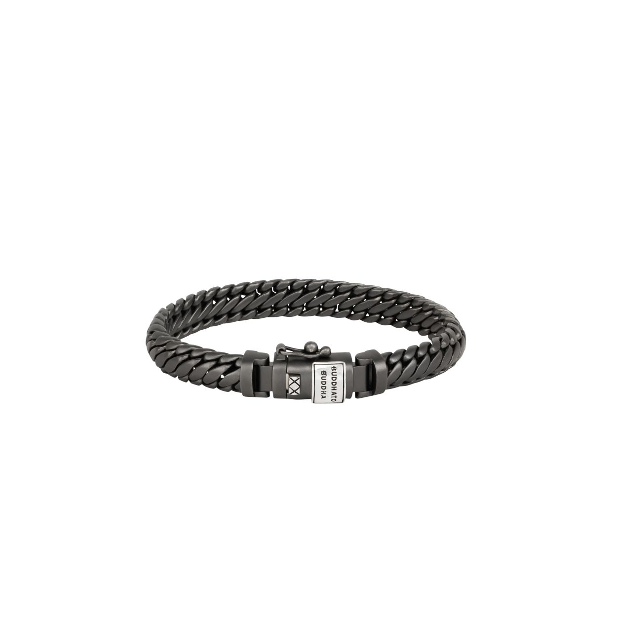 J070BRS F - BEN XS ARMBAND ZWART RHODIUM ZILVER