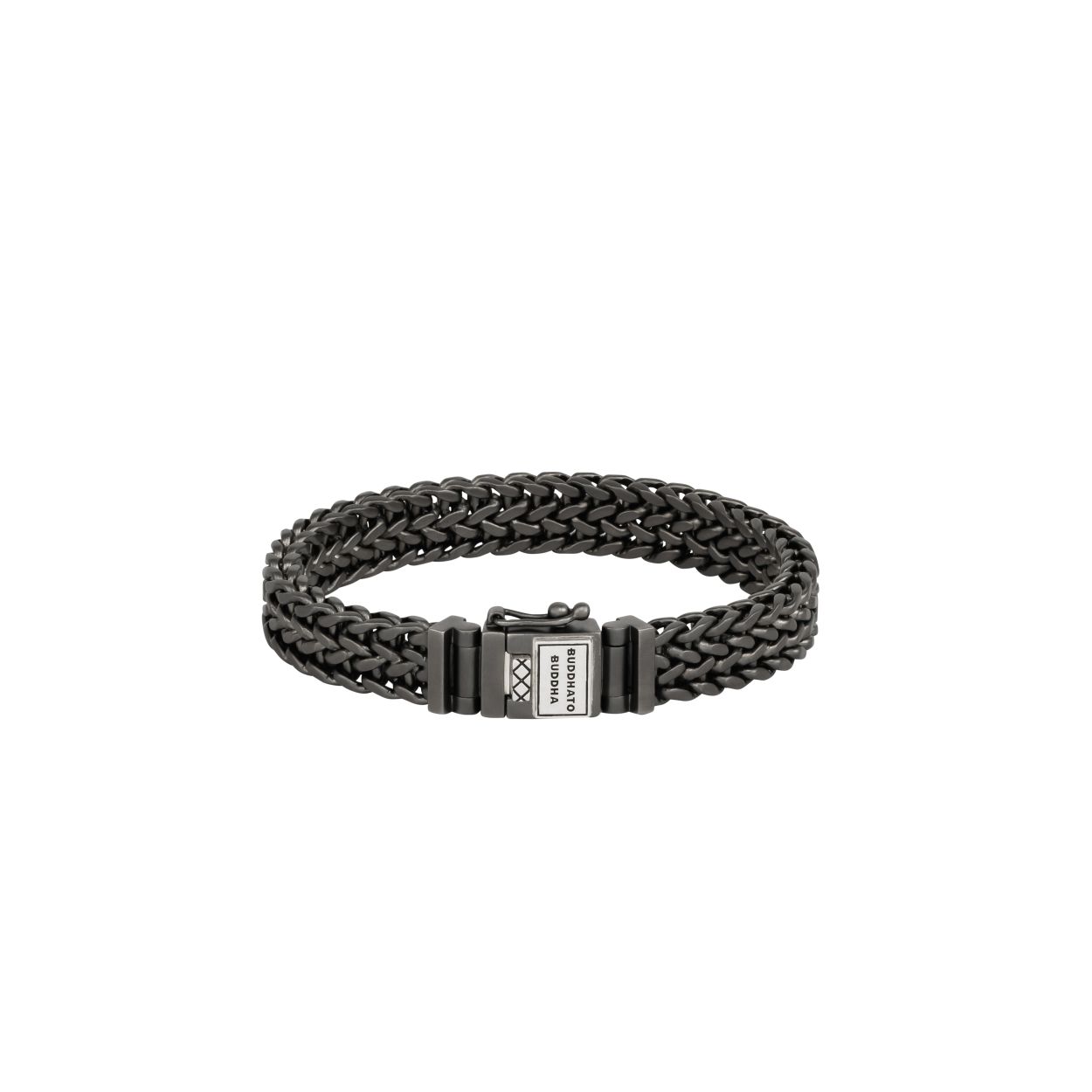 Buddha to Buddha 192BRS F - JULIUS ARMBAND ZWART RHODIUM ZILVER