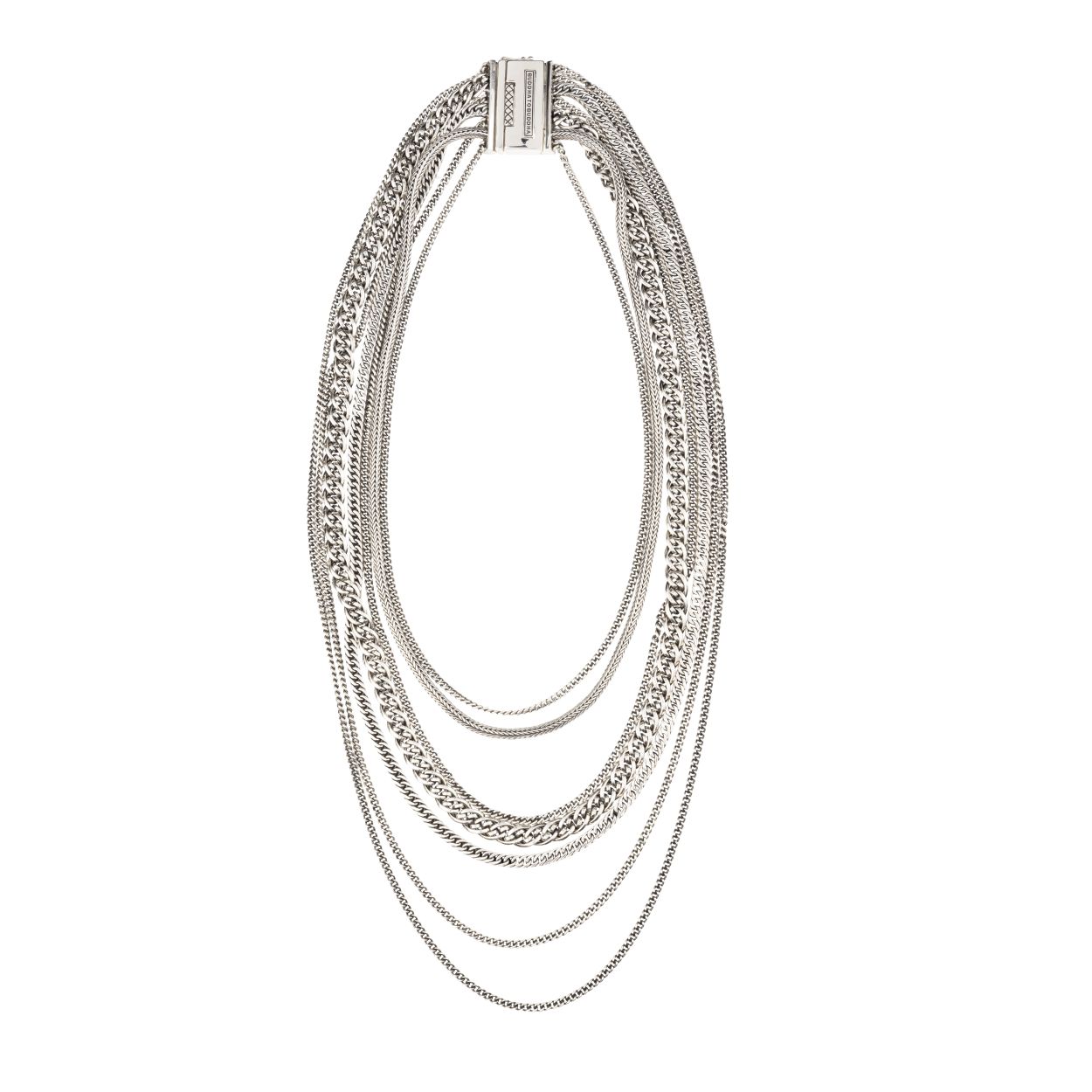 Deze ketting bestaat uit 7 kettingen in één en heeft dezelfde stijl als onze Multi Chain ring en armband. Hij bestaande uit onze iconische Esther, Nathalie en Ellen designs en 4 Essential kettingen. Met een klassieke brede sluiting en een iconische Buddha to Buddha ontwerp, past het perfect bij onze andere sieraden. Deze hoogwaardige ketting is echt uniek en laat jou de show stelen op iedere speciale gelegenheid.