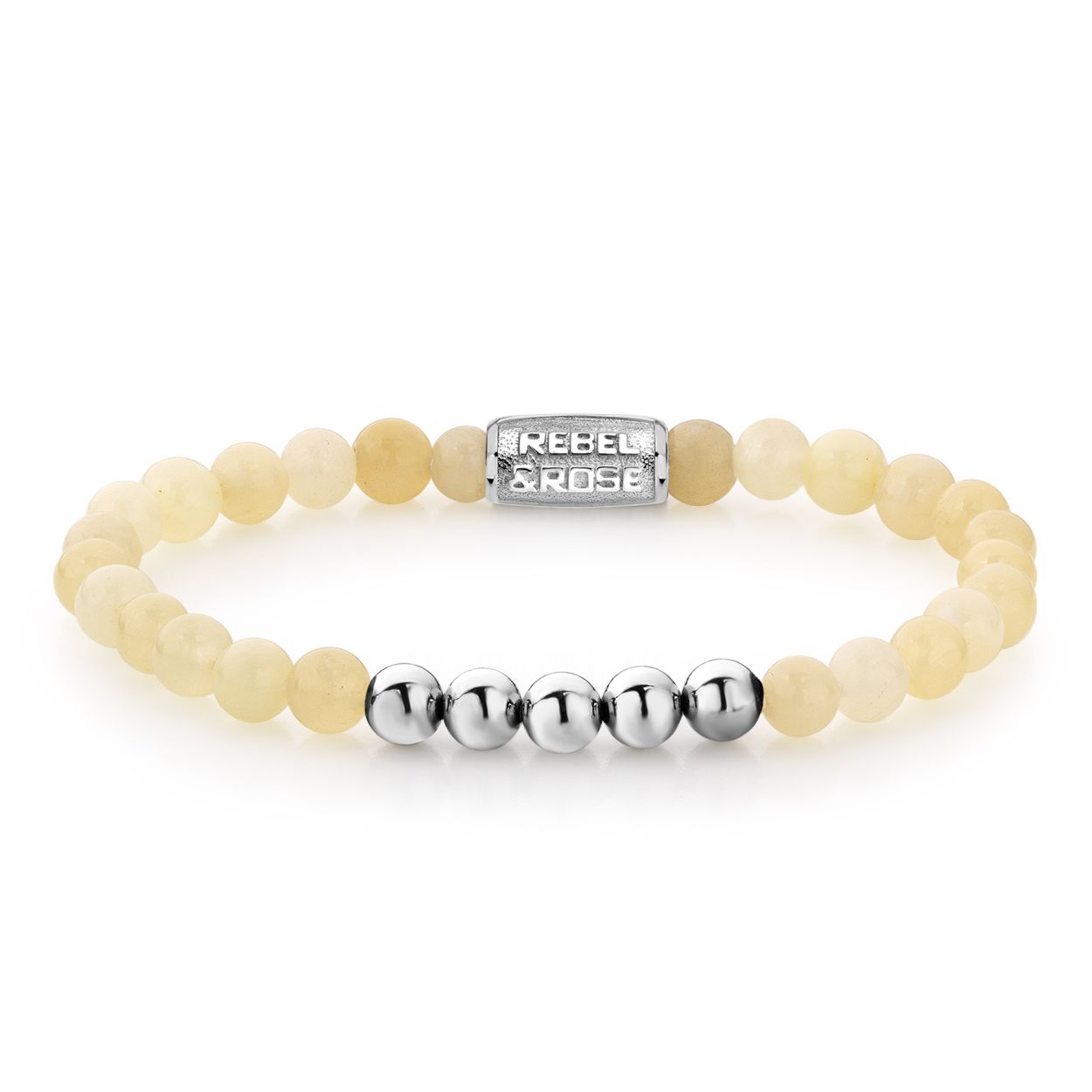 Ivory Beige - 6mm - silver colored M (17,5cm)