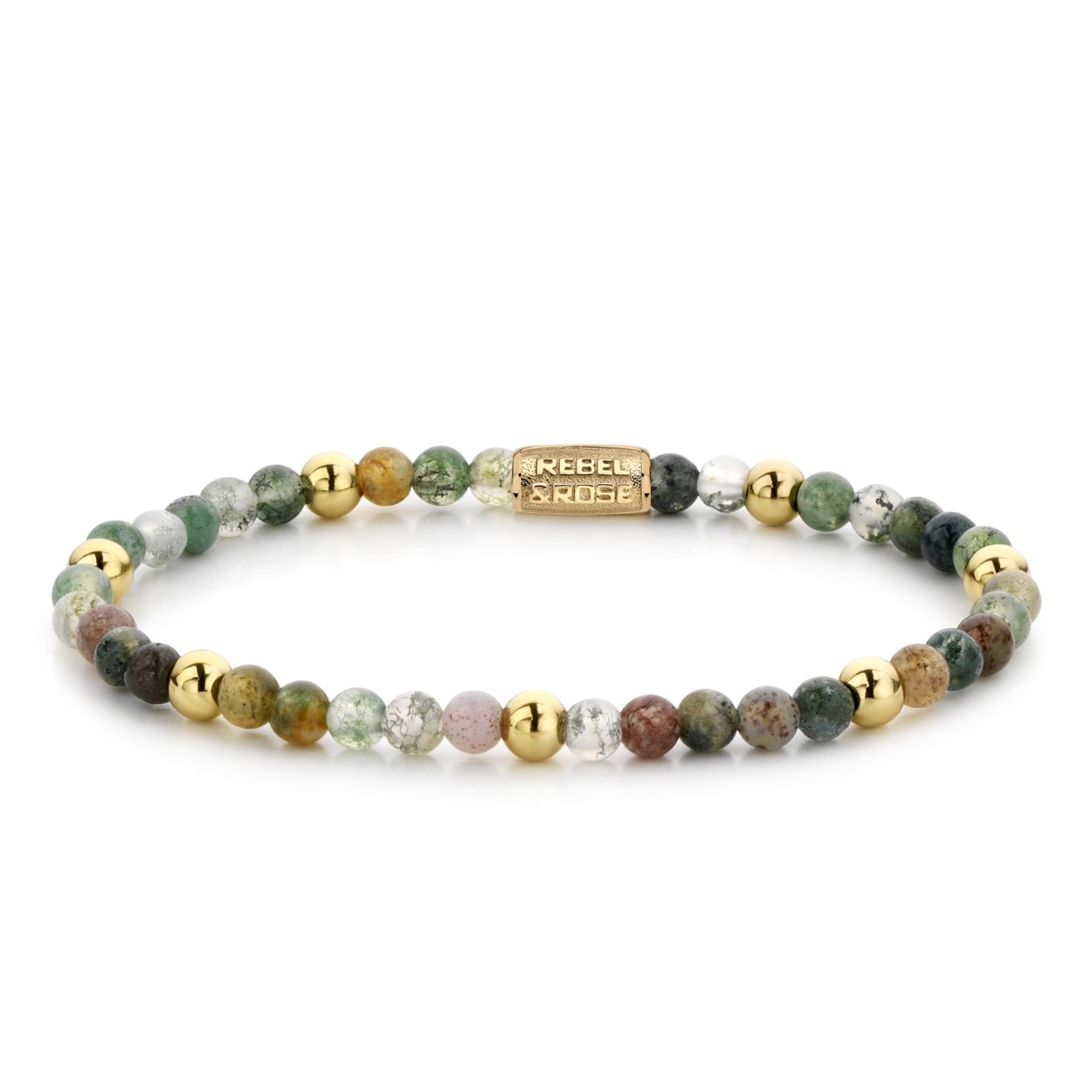 Armband met Agaat, groen met beige/pastel kleuren