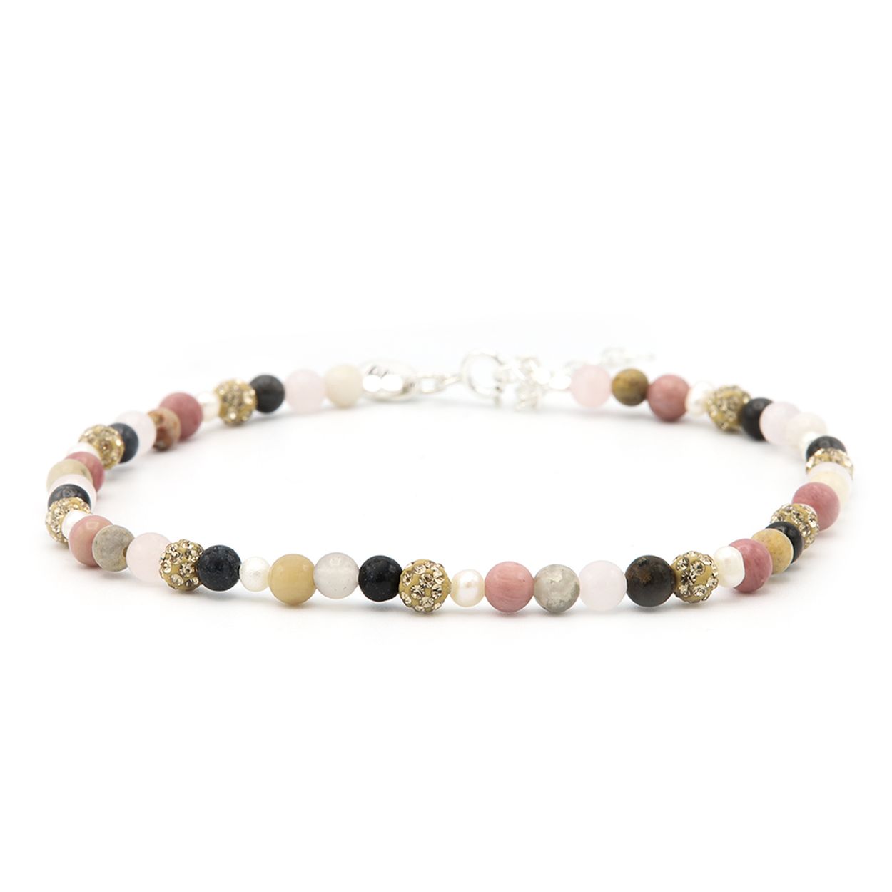 Karma armband,  champ/roze/parel XXS