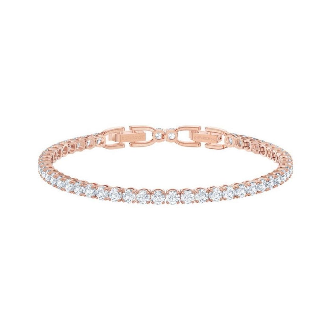 Deze unisex Tennis-armband zit boordevol klassieke sprankeling, heeft een eigentijdse look, en tilt elke outfit naar een hoger niveau. Hij heeft een snoer met roségoudkleurige toplaag en kristallen in klauwzetting. Een elegante en minimalistische musthave voor dagelijks gebruik.