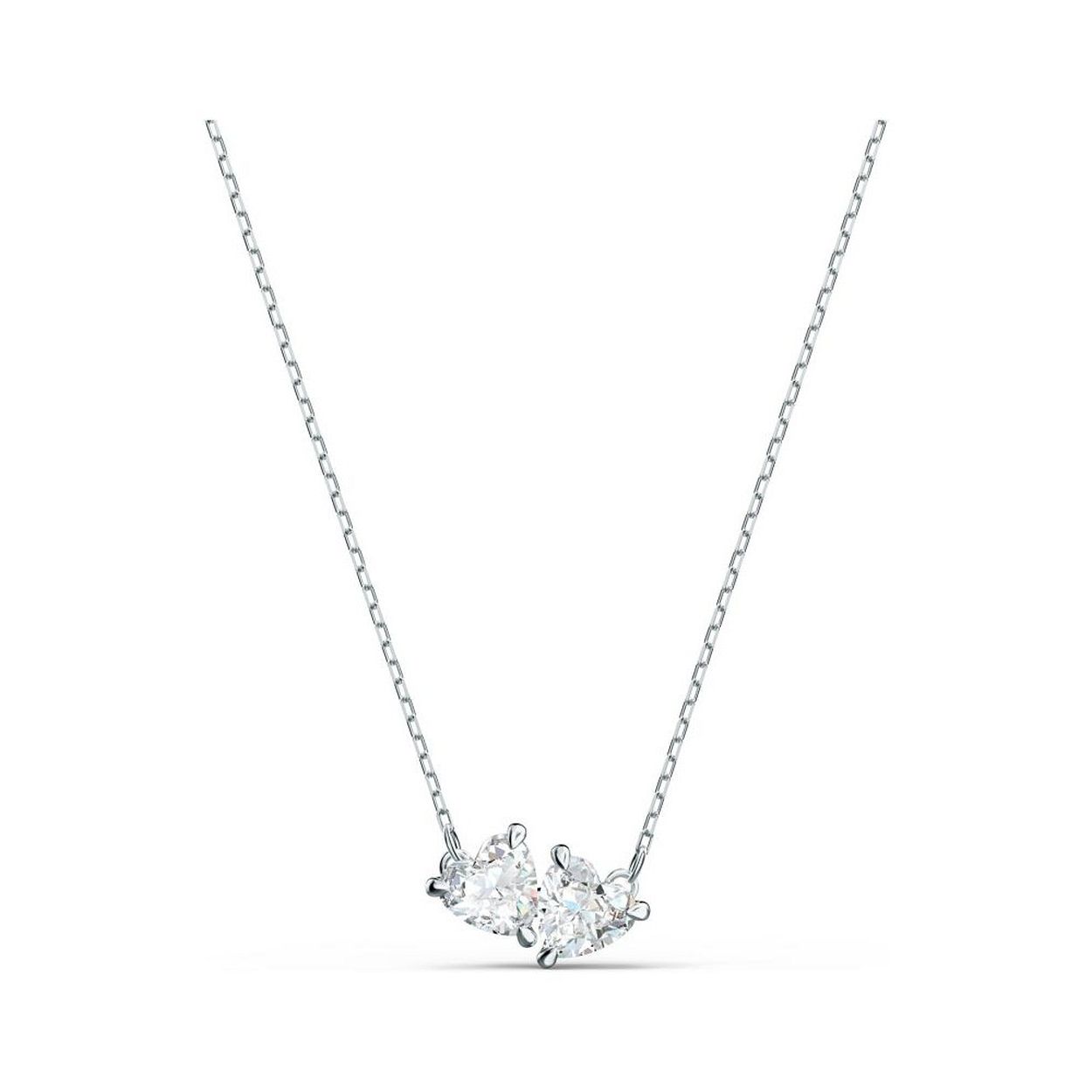 Klassiek design met een moderne twist: deze Swarovski-ketting uit de Attract Soulmates-collectie bevat prachtige stenen in de vorm van een tweeling-hart. De eenvoudige elegantie van de ketting wordt benadrukt door de rodium toplaag en voegt een snufje romantiek toe. Deze charmante lange ketting is het perfect cadeau voor een bijzondere persoon.