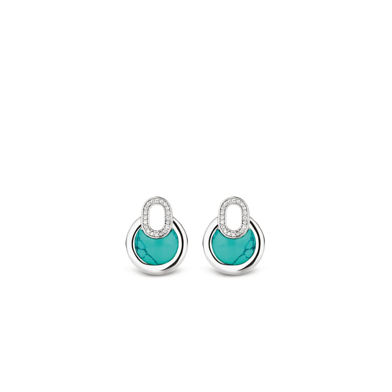 Deze zilveren TI SENTO - Milano oorbedels 9206TQ met hun turquoise stenen en pav� witte zirkonia's zijn adembenemend. Hun amulet vorm brengt deze oorbedels naar een nieuw niveau van klasse. Mix en match ze met anderen of draag ze alleen.