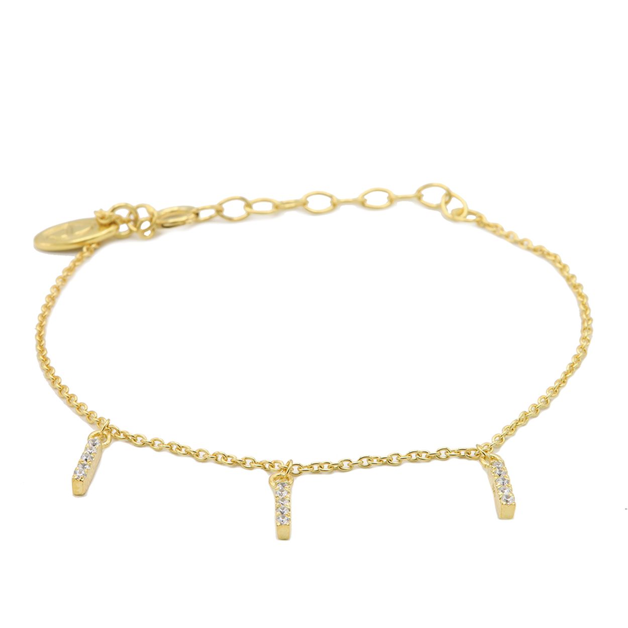 Bracelet Triple Zirconia Tube Goldplated