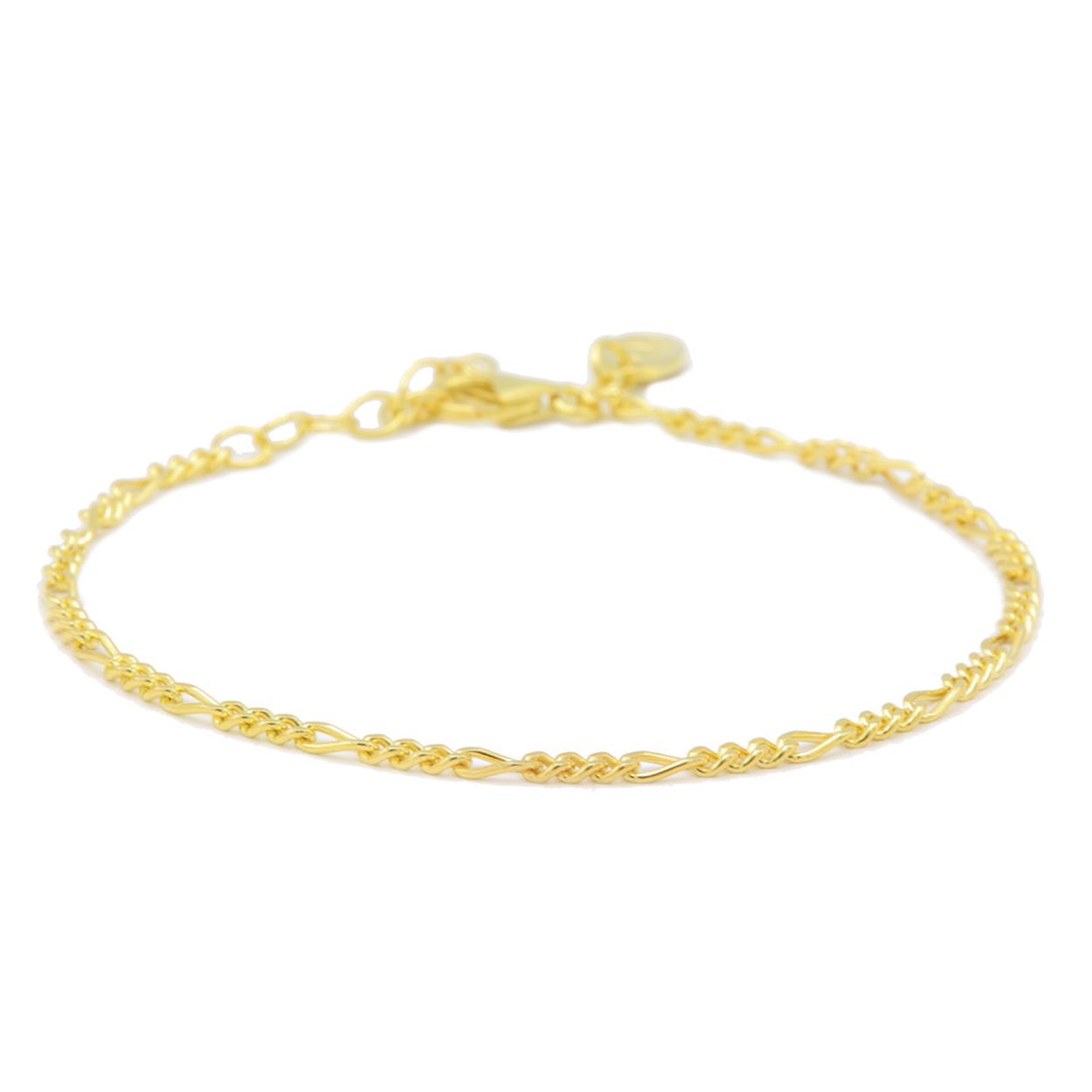 zilveren Karma armband, Figaro Goldplated