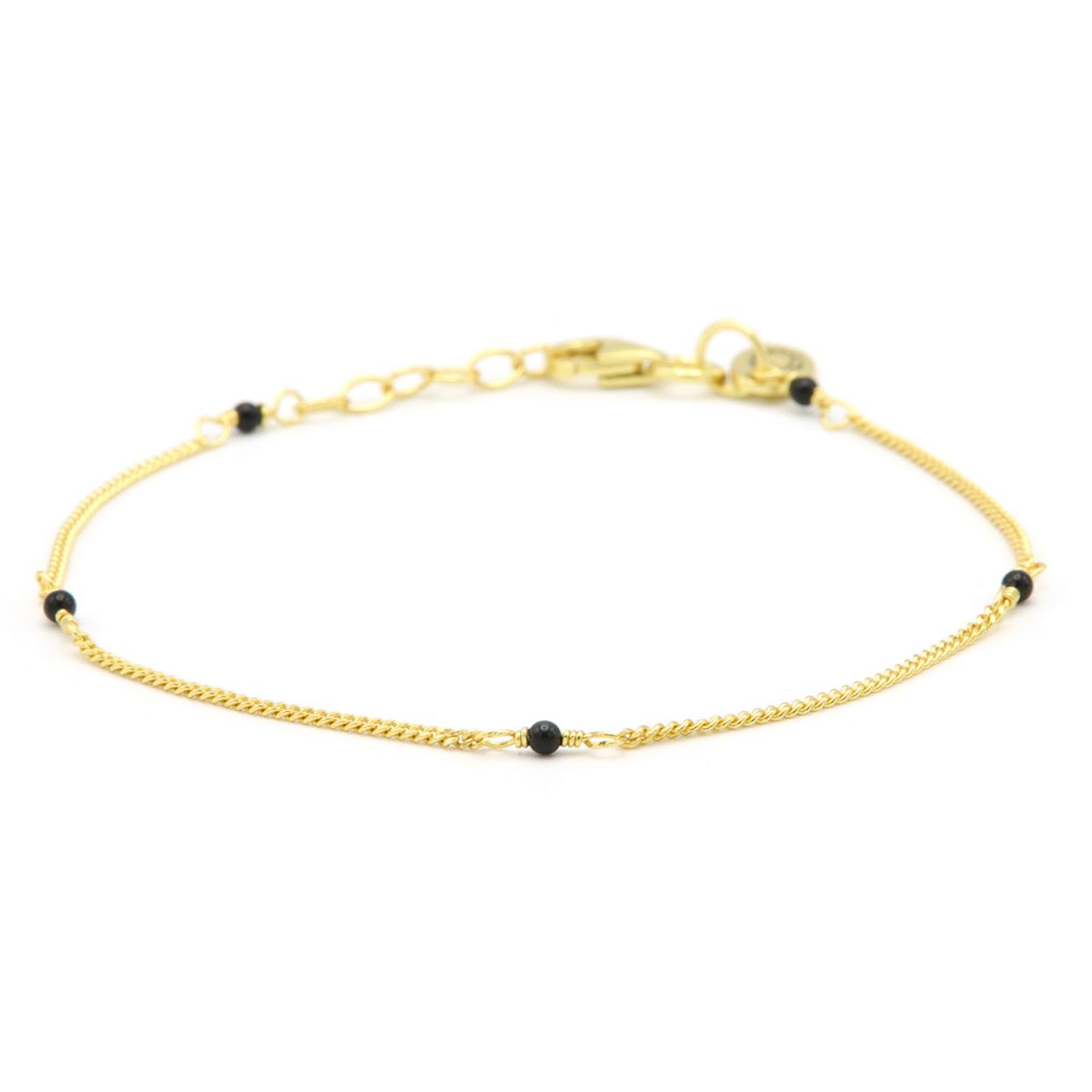 zilveren Karma armband, Tiny Onyx Goldplated