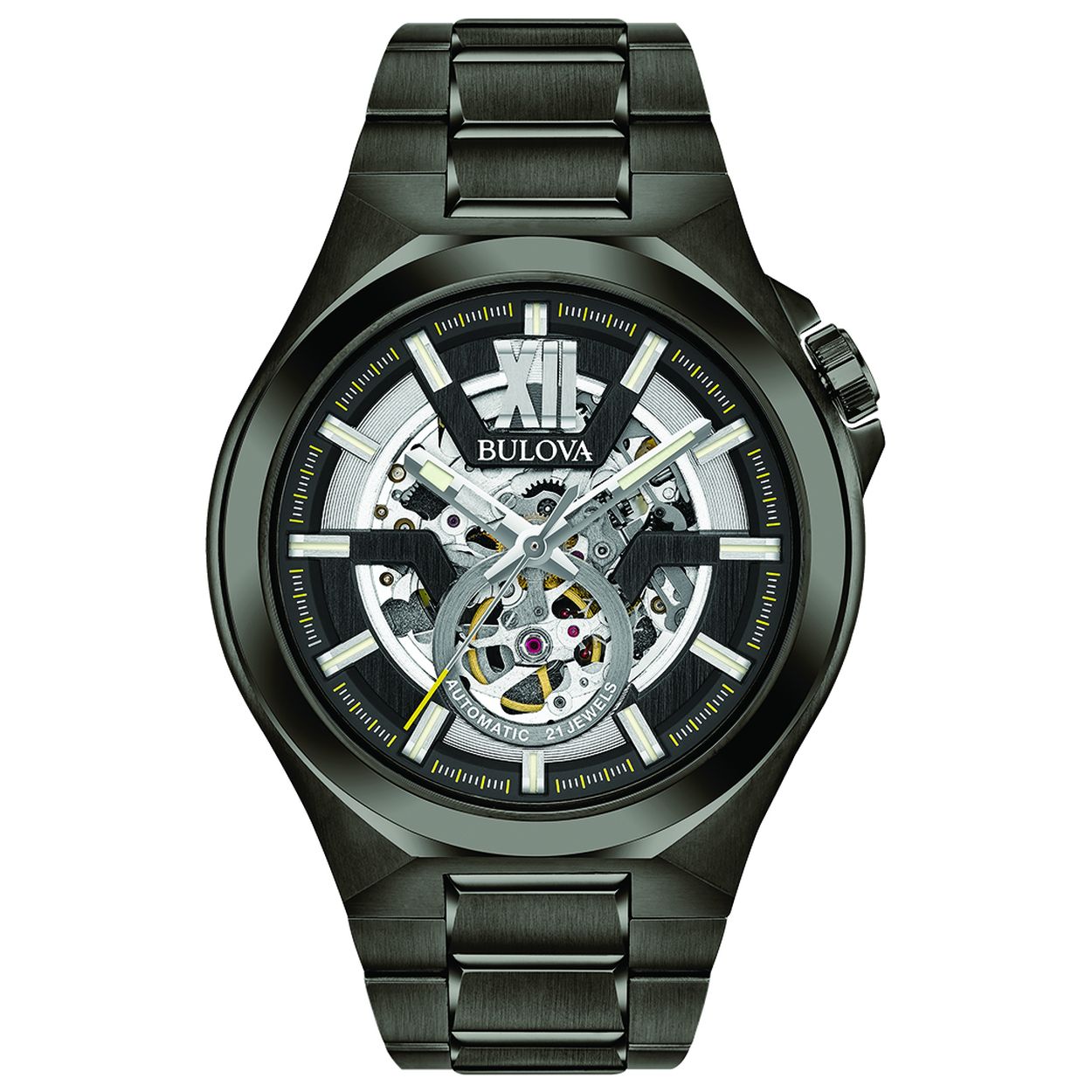 Bulova - Maquina Collection. Saffierglas. 100m WR. 46mm. Automaat. Gunmetal - 98A179