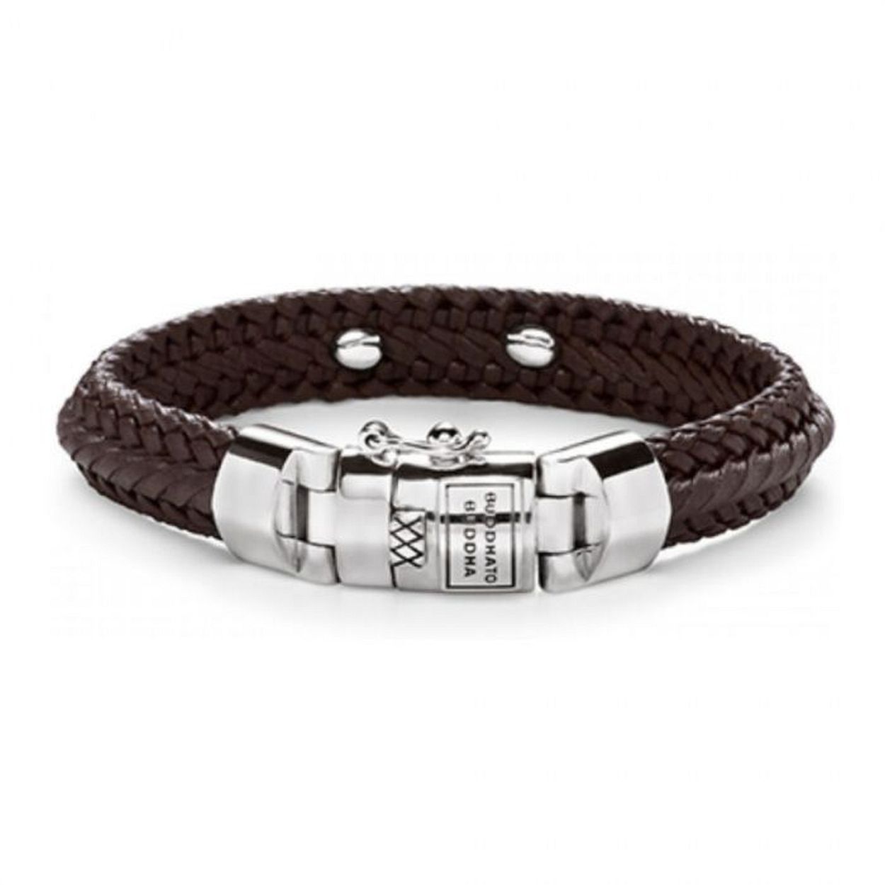 Buddha to Buddha - Nurul Small Leather Bracelet Brown, Zilver bruin leer 816BR, Maat: E 19cm - 001J058160412