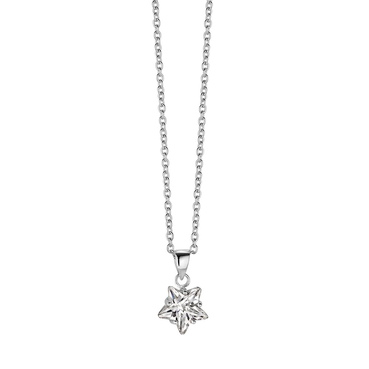 Zilver collier met hanger: zirkonia in de vorm van een ster.
