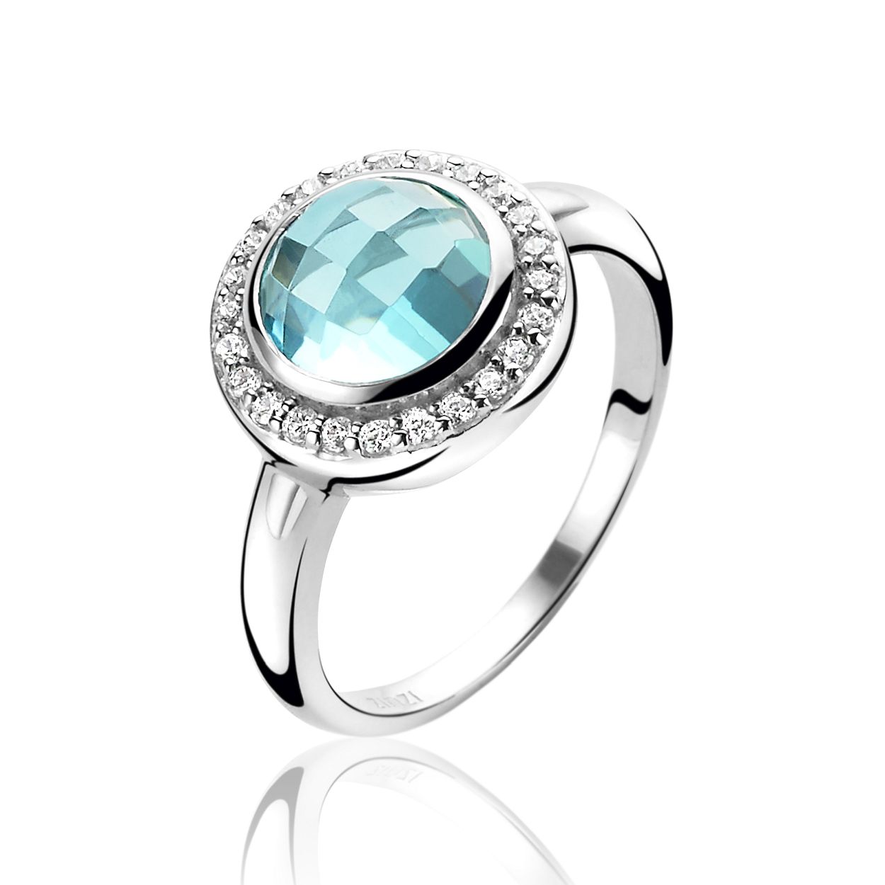 Zinzi zilveren ring entourage zirkonia grijs wit mt.54 ZIR1085Z