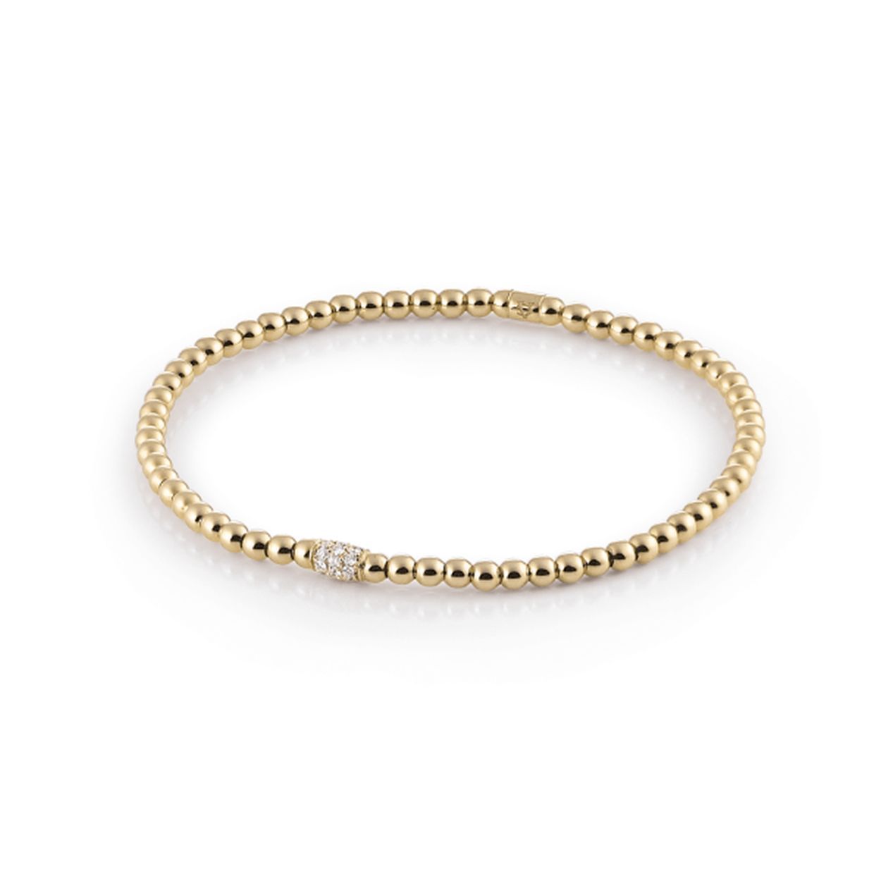 Sierlijke 18krt geelgouden armband van Al Coro met een diamanten ornament, 17-0.16ct H SI.

Al Coro is een Italiaans juwelenmerk dat sinds 1999 de meest exclusieve juwelen maakt. De sieraden staan voor eeuwige elegantie en geluk, perfect om elk speciaal moment te vieren. Het sieradenhuis laat zich leiden door de volgende moto: ‘’Jewellery doesn’t show what you have, but who you are”.

Simply elegant!
Deze tedere 18krt gouden stretchy armbanden met of zonder diamant kunnen gemakkelijk om de pols worden geschoven.
