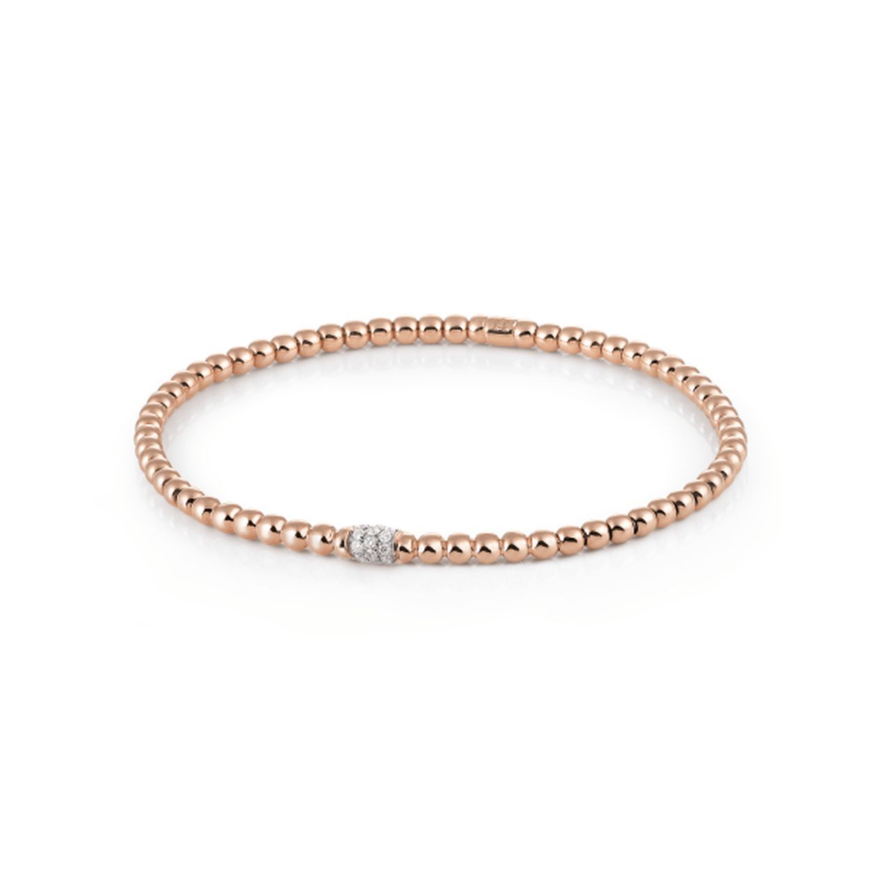 Deze sierlijke 18krt rosegouden armband van Al Coro is voorzien van diamanten, 17-0,16crt H SI.

Al Coro is een Italiaans juwelenmerk dat sinds 1999 de meest exclusieve juwelen maakt. De sieraden staan voor eeuwige elegantie en geluk, perfect om elk speciaal moment te vieren. Het sieradenhuis laat zich leiden door de volgende moto: ‘’Jewellery doesn’t show what you have, but who you are”.

Simply elegant!
Deze tedere 18krt gouden stretchy armbanden met of zonder diamant kunnen gemakkelijk om de pols worden geschoven.