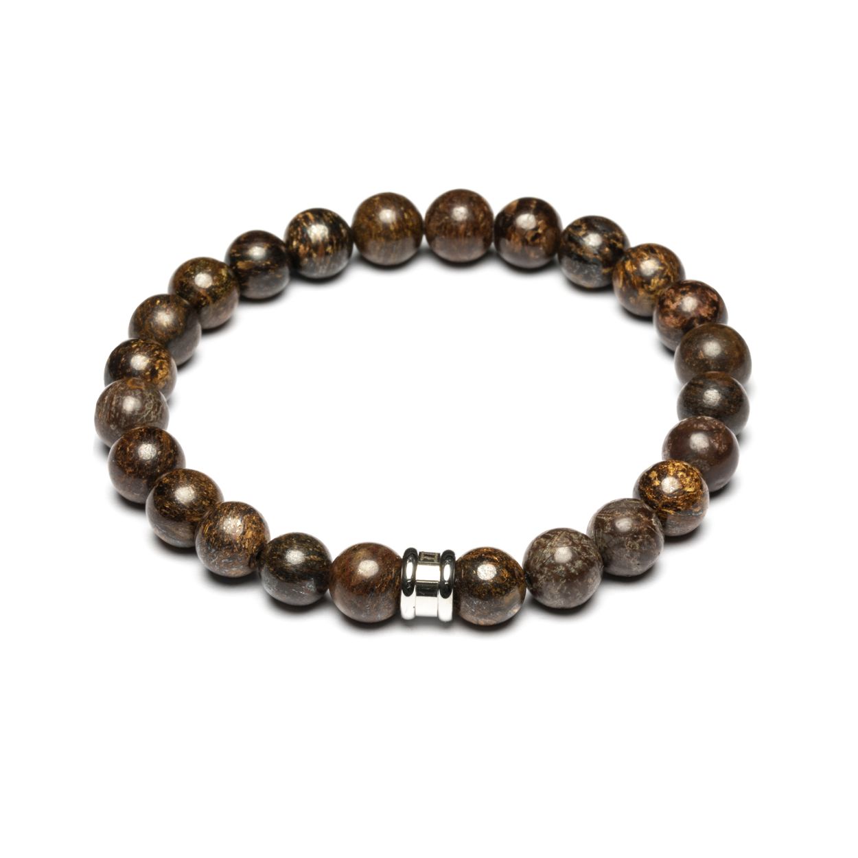 Dit is een Gemini Alpha Brown S mannenarmband. Deze heeft een bronzite steen.