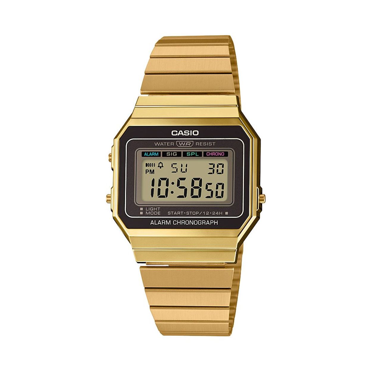 Dit horloge van Casio komt uit de collectie: Vintage ICONIC. Dit horloge heeft de volgende functies: LED lampje, Dagalarm, Automatische kalender, 12/24-uurs tijdweergave, Stopwatchfunctie - 1/100 sec. - 1 uur